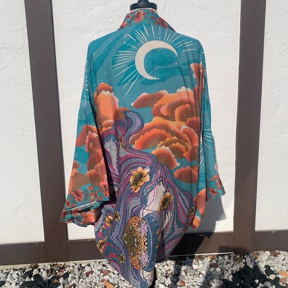 New Gorgeous Bohemian Mixed Floral Print Kimono Cardigan Jacket Robe - Picture 6 of 13